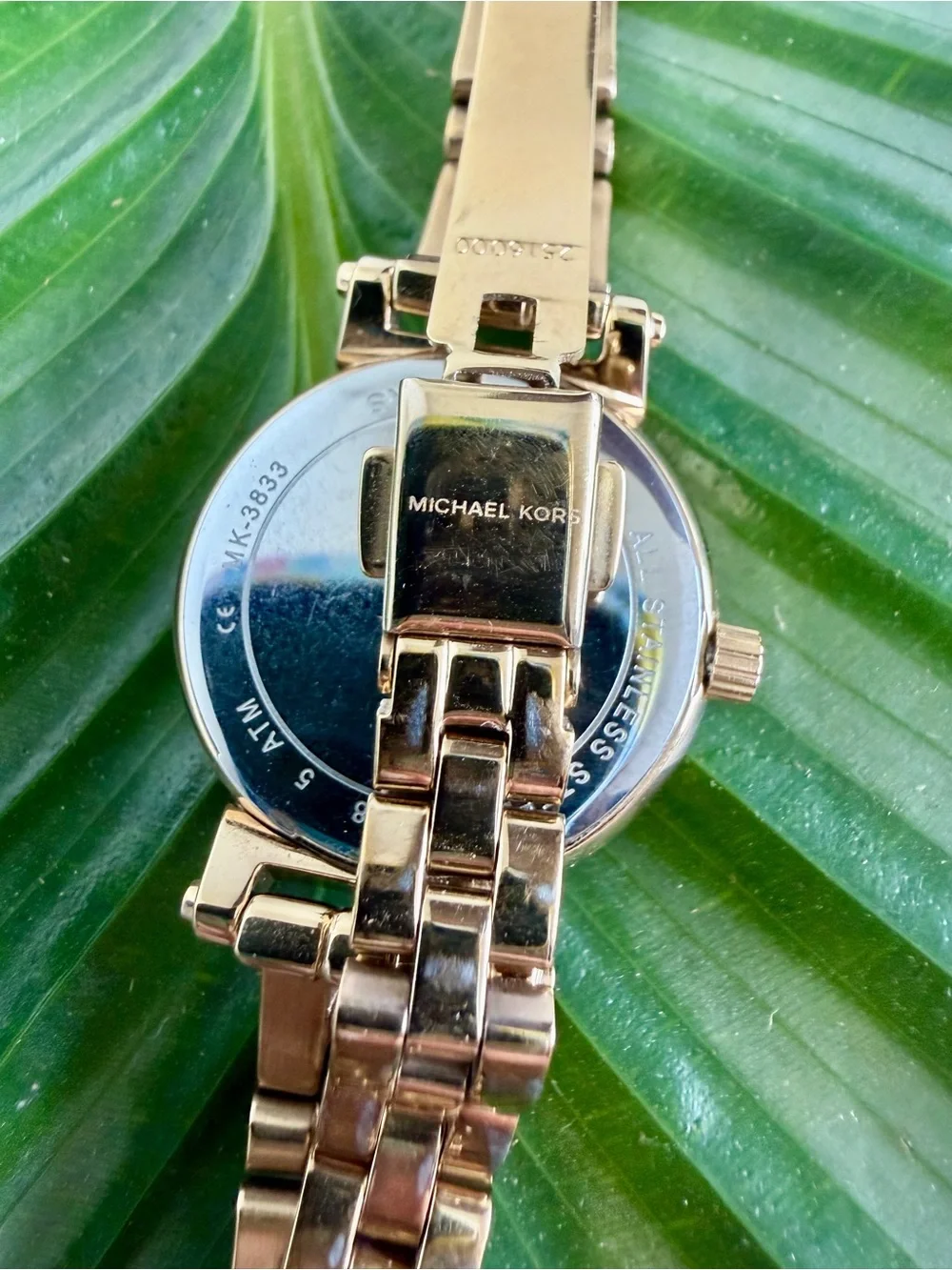 Michael Kors Gold-Tone Crystal Bezel Watch with Mother-of-Pearl Dial